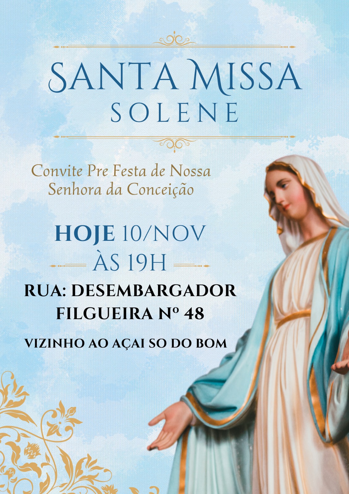 Santa Missa Solene marca abertura da Pré-Festa de Nossa Senhora da Conceição